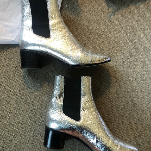 Isabel Marant Danelya Chelsea Boots in Cracked Metallic Silver FRSize 38 US 7 - Picture 4 of 7